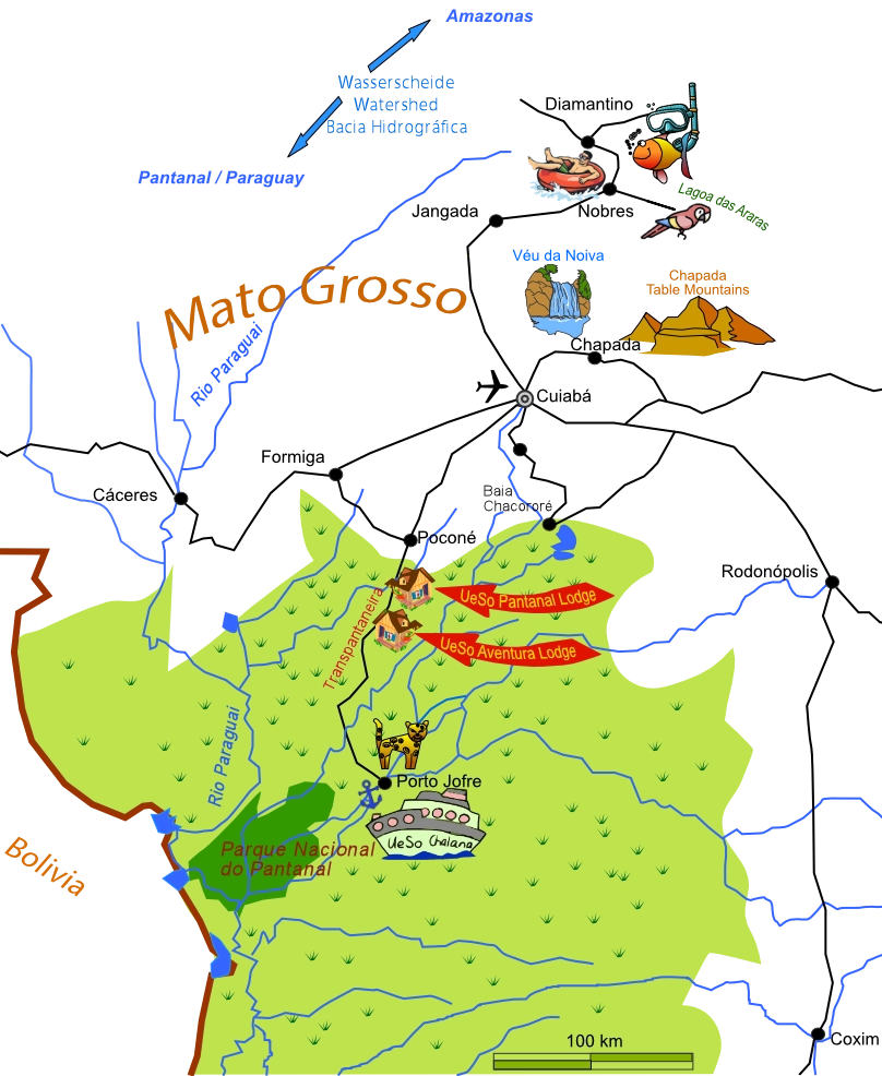 Mapa do pantanal do norte, Mato Grosso 